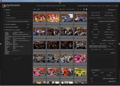 Interfaz de Darktable con fotografía en edición