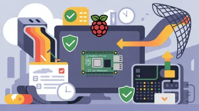Raspberry Pi con disco de respaldo y símbolo de copia de seguridad