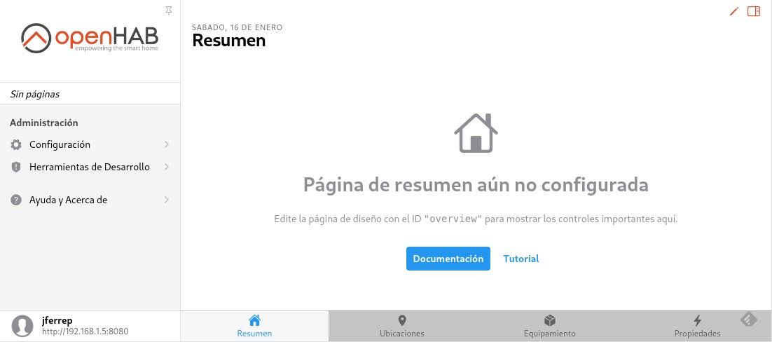 Panel de control OpenHAB 3