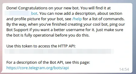 Token de autenticación del bot Token del bot recibido de BotFather