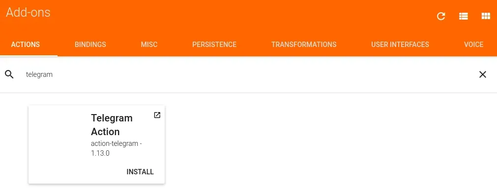 Telegram action en OpenHAB 2 Instalar action telegram en OpenHAB 2