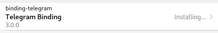 Instalando Telegram Binding Instalación en progreso de Telegram Binding