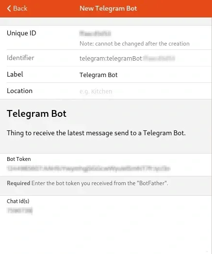 Configuración de Telegram Binding Configurar token y chat_id en OpenHAB 3