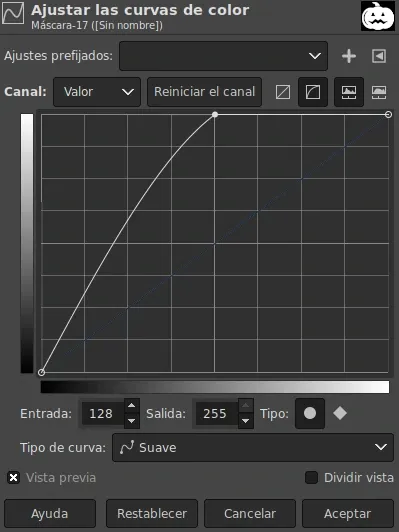 Ajustar curvas en GIMP