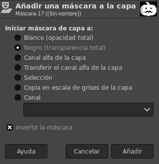 Añadir máscara a la capa con negro