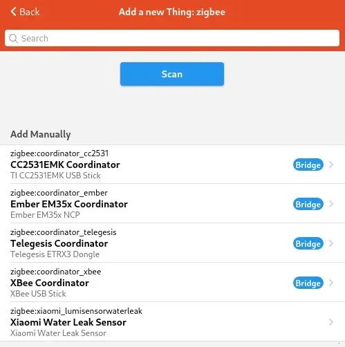ZigBee CC2531EMK Coordinator Seleccionar CC2531EMK Coordinator