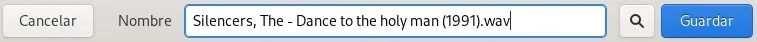Nombre del fichero a exportar Exportar como WAV