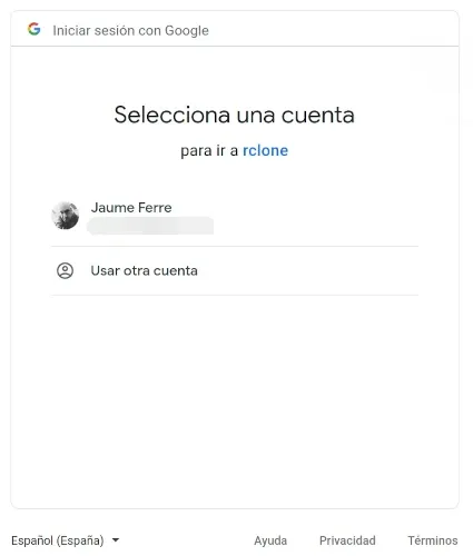 Seleccionar cuenta de Google