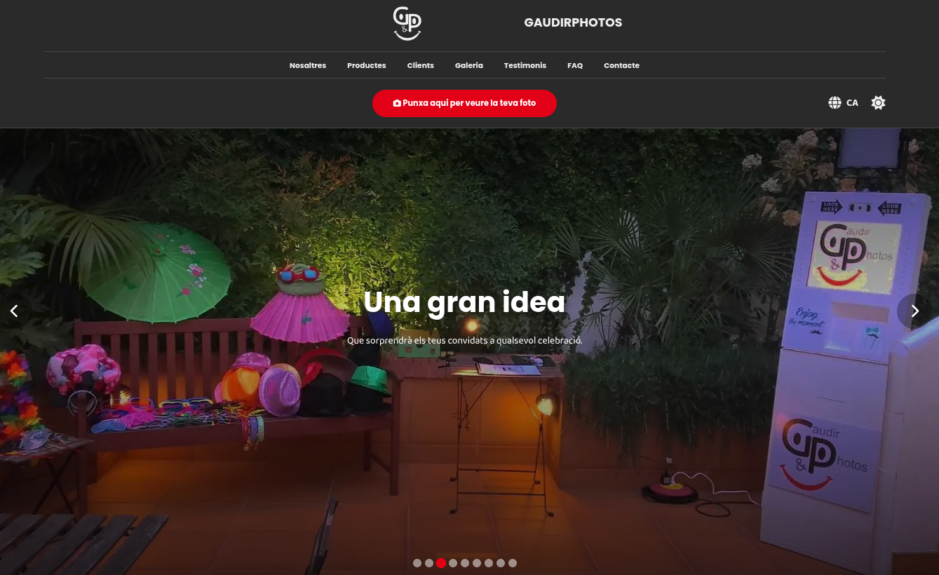 Captura de pantalla del sitio web Gaudirphotos
